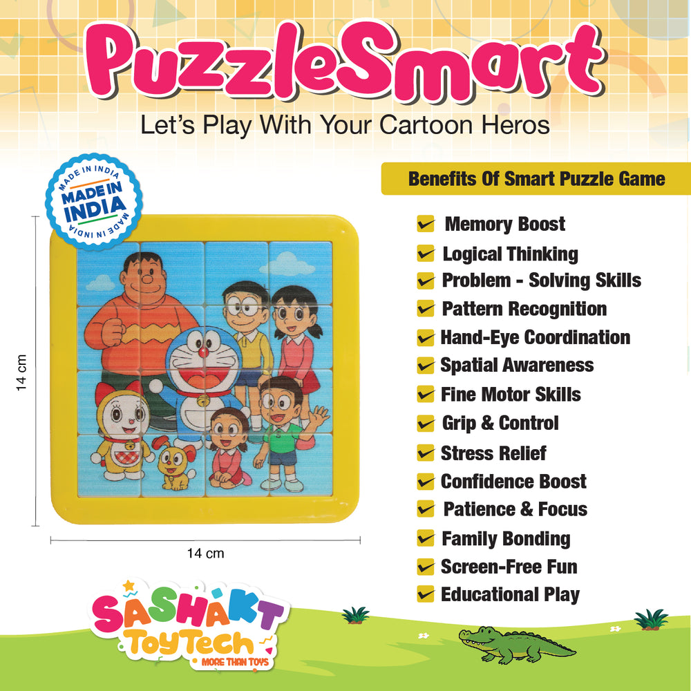 PuzzleSmart Doraemon Sliding Puzzle Toy for Kids | Educational Brain Teaser Game | Improves Focus, Memory & Problem-Solving Skills | Fun Learning Toy for Boys & Girls (Age 3+)
