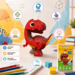 Sashakt Toytech 3D Dinosaur Puzzle – Green Stegosaurus | DIY Educational Toy for Kids & Adults | Brain Development, Hand-Eye Coordination | Eco-Friendly Cardboard Model Kit - Image 3